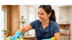 Professional cleaning a kitchen